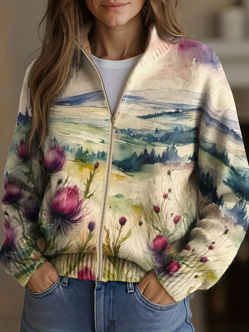 Marlowe | Cardigan Zip Paesaggio Cardo