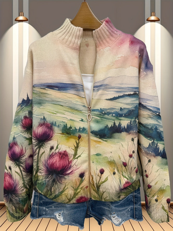 Marlowe | Cardigan Zip Paesaggio Cardo