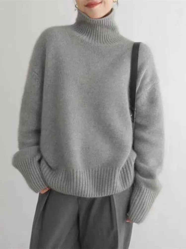 Amaya | Maglione a Collo Alto in Cashmere Lussuoso