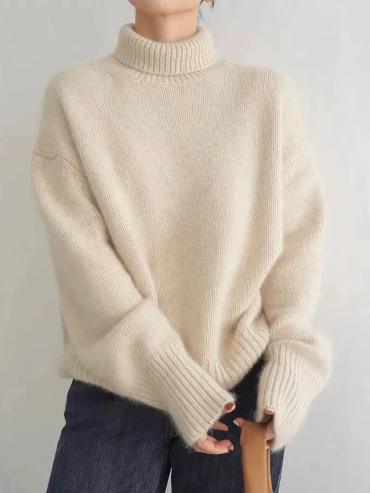 Amaya | Maglione a Collo Alto in Cashmere Lussuoso