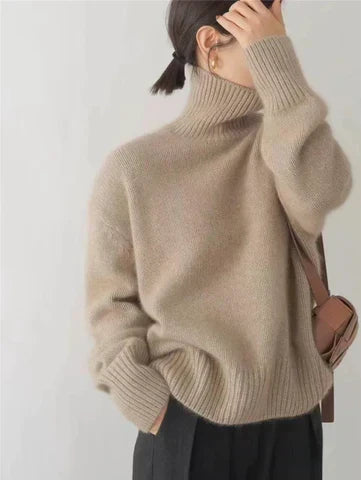 Amaya | Maglione a Collo Alto in Cashmere Lussuoso