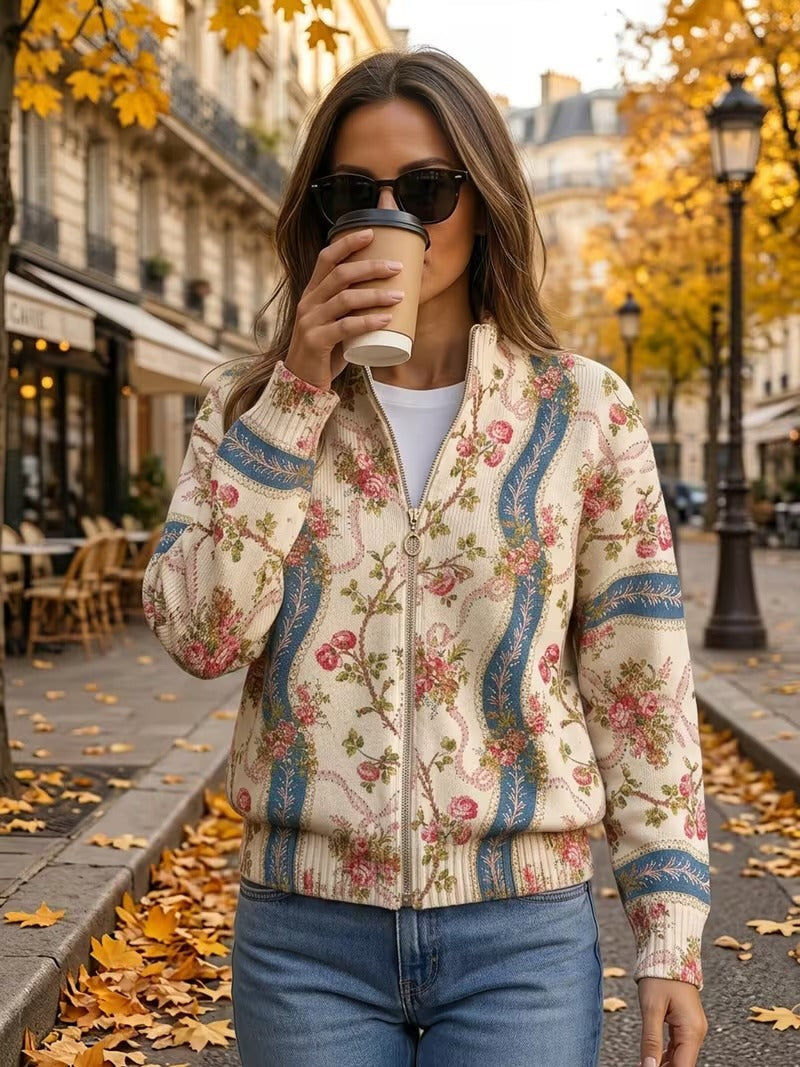 Rosalind | Cardigan in lana con rose rampicanti