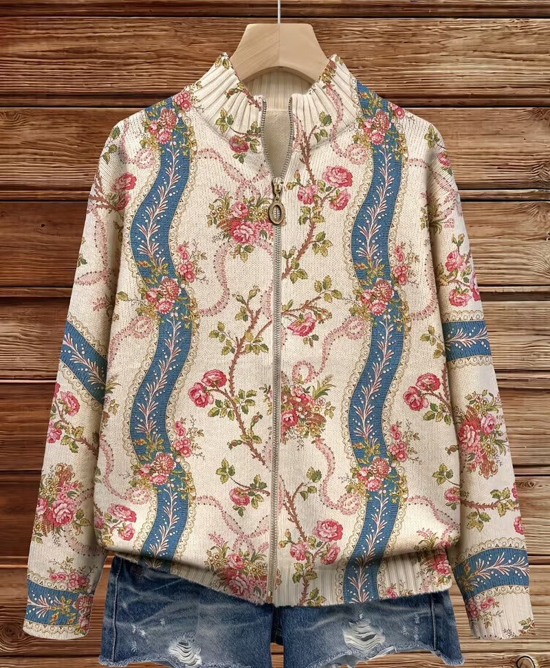 Rosalind | Cardigan in lana con rose rampicanti