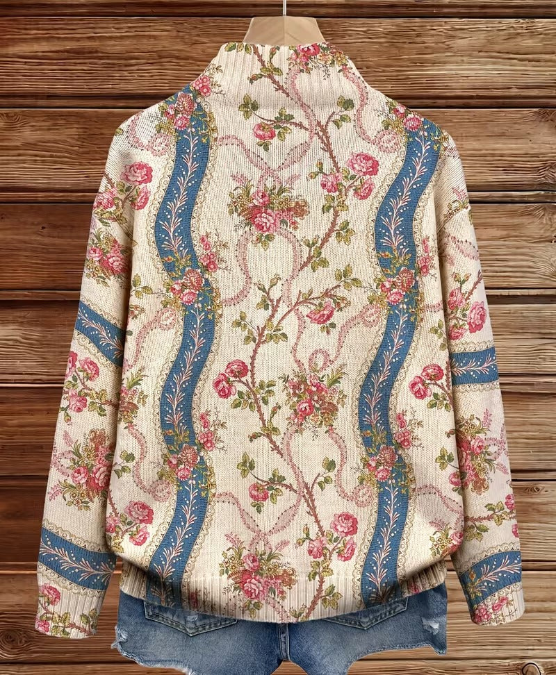 Rosalind | Cardigan in lana con rose rampicanti