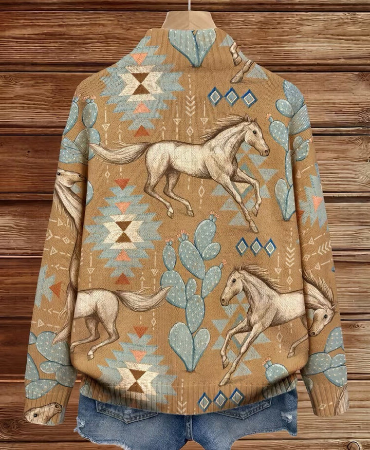 Winona | Cardigan zip in lana deserto e cactus