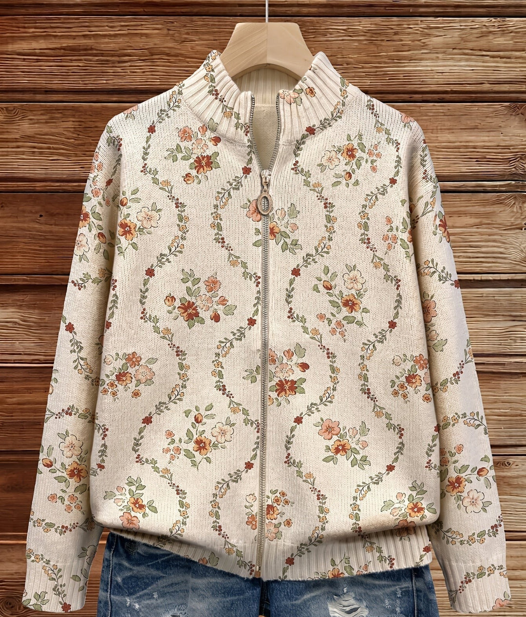 Vivienne | Cardigan con zip a motivi floreali